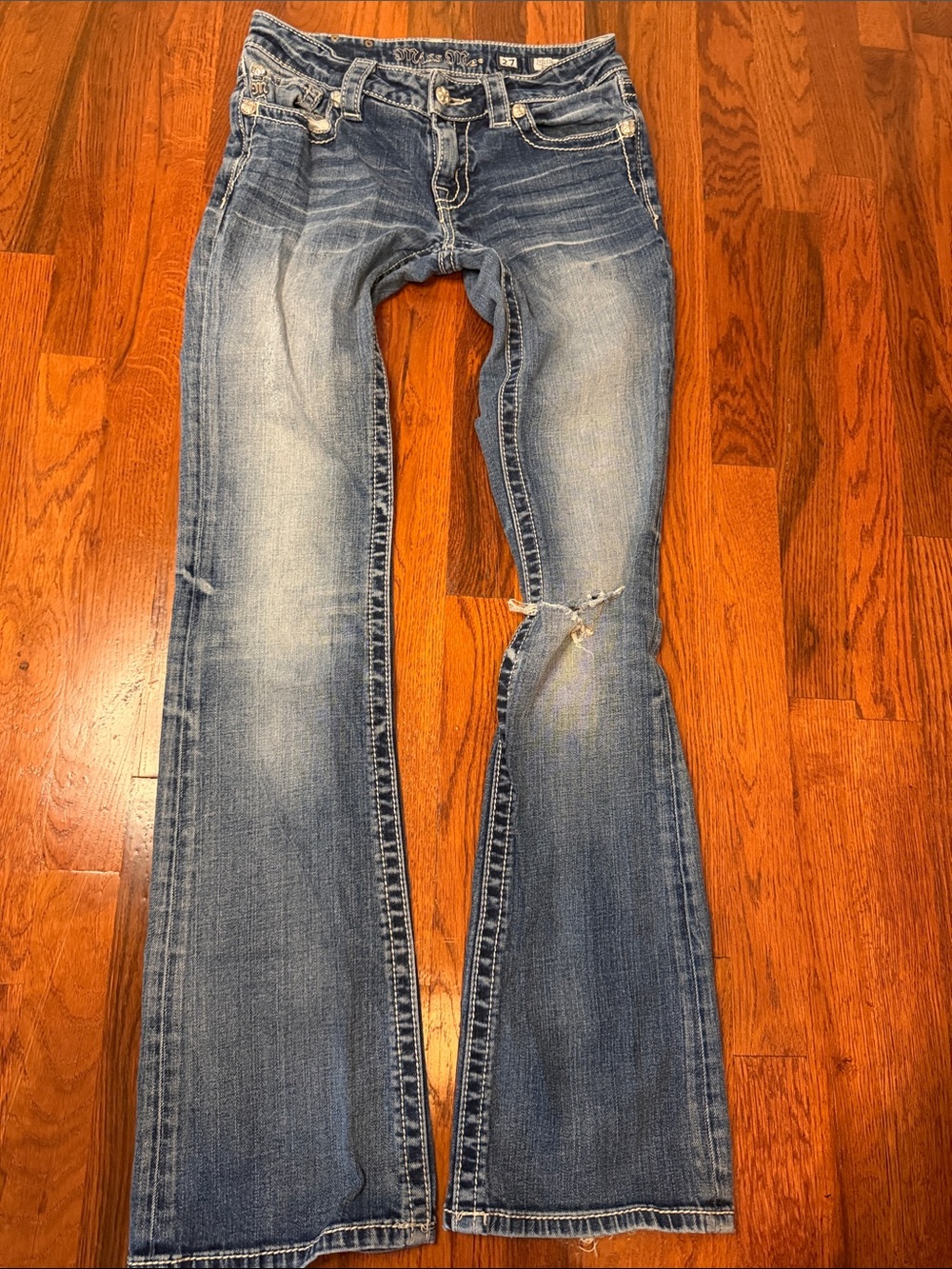 Miss Me Light Blue Distressed Flare Jeans